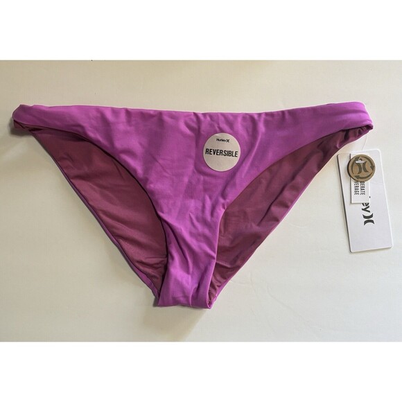 New Hurley Solid Reversible Moderate Coverage Bikini Swim Bottoms Size Small - Picture 1 of 3